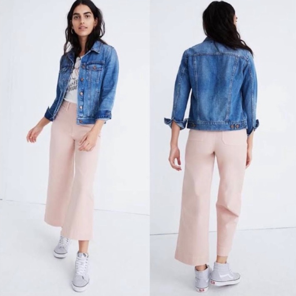 Madewell Emmett High Waist Wide Leg Crop Ankle Denim Jeans Pink Oyster Blush 27
